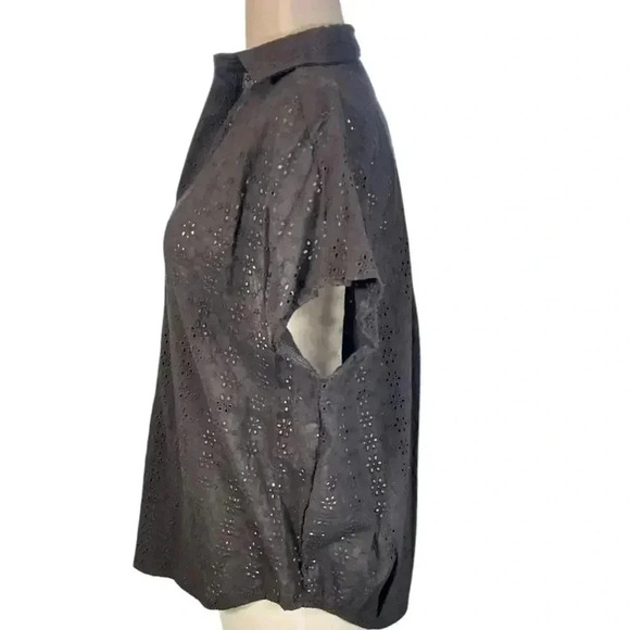 French Connection Women's Carmen Crepe Bell Sleeve Rhodes Eyelet Black Size 2 - Picture 8 of 12